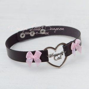 Black & Pink Mommy's Girl Charm Heart Day Collar Lolita Choker for Cosplay